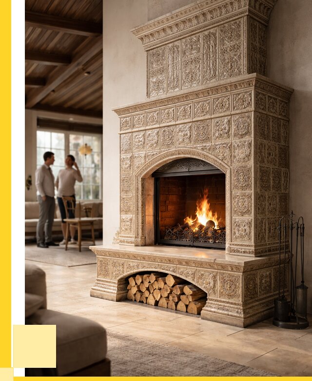 Купить изразцовый камин в Тобольске от 254175 р. | ЭриданТбл