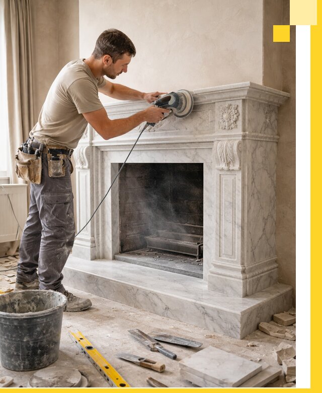 Изготовление и установка мраморных каминов в Тобольске под ключ