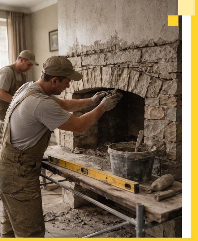 Изготовление каминов под ключ в Тобольске, монтаж и отделка