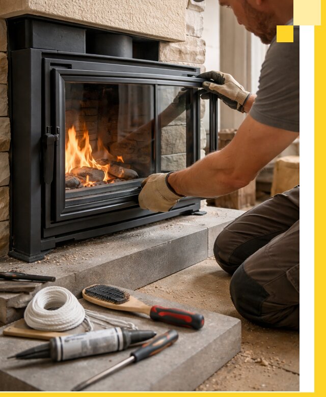 Производство, монтаж и доставка каминов со стеклом в Тобольске