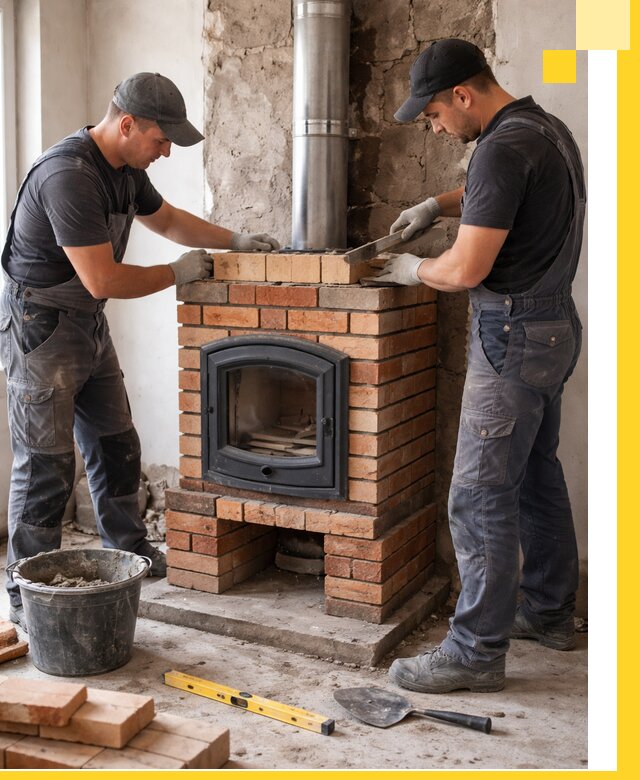 Монтаж печи камина под ключ в Тобольске с гарантией и пусконаладкой