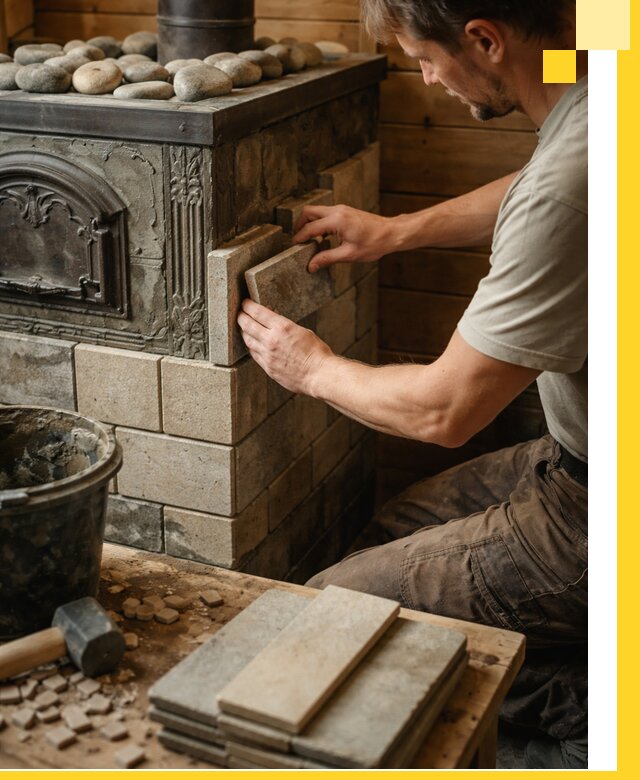 Облицовка банных печей в Тобольске профессиональная отделка