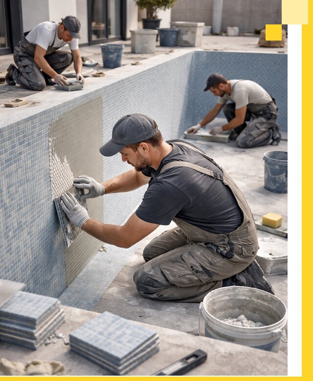 Облицовка бассейнов в Тобольске плитка мозаика гидроизоляция