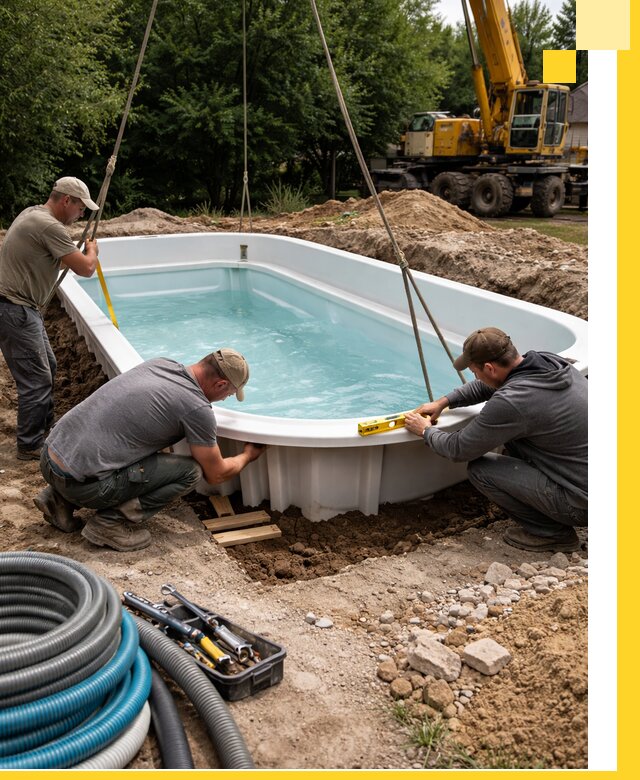 Установка и монтаж композитных бассейнов под ключ в Тобольске