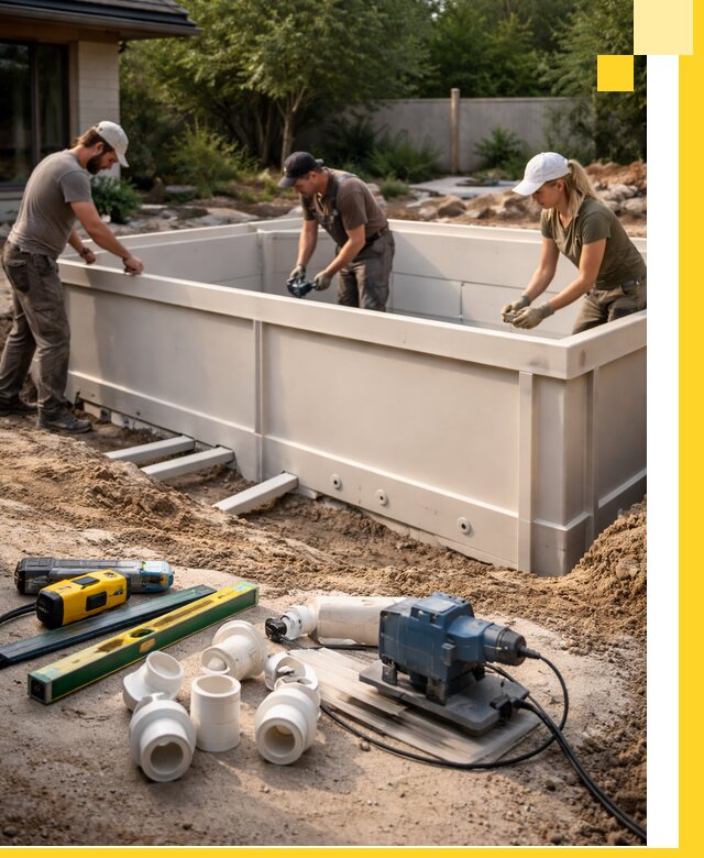 Установка полипропиленовых бассейнов под ключ в Тобольске