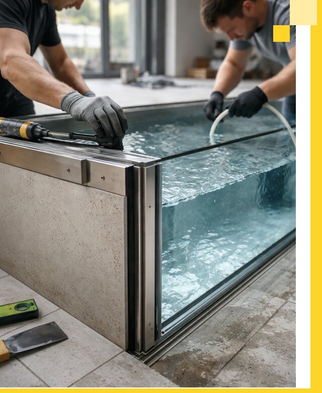 Проектирование и монтаж стеклянных бассейнов в Тобольске