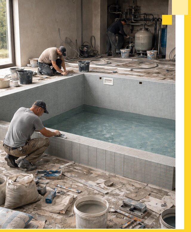 Строительство и монтаж бассейнов в помещении в Тобольске