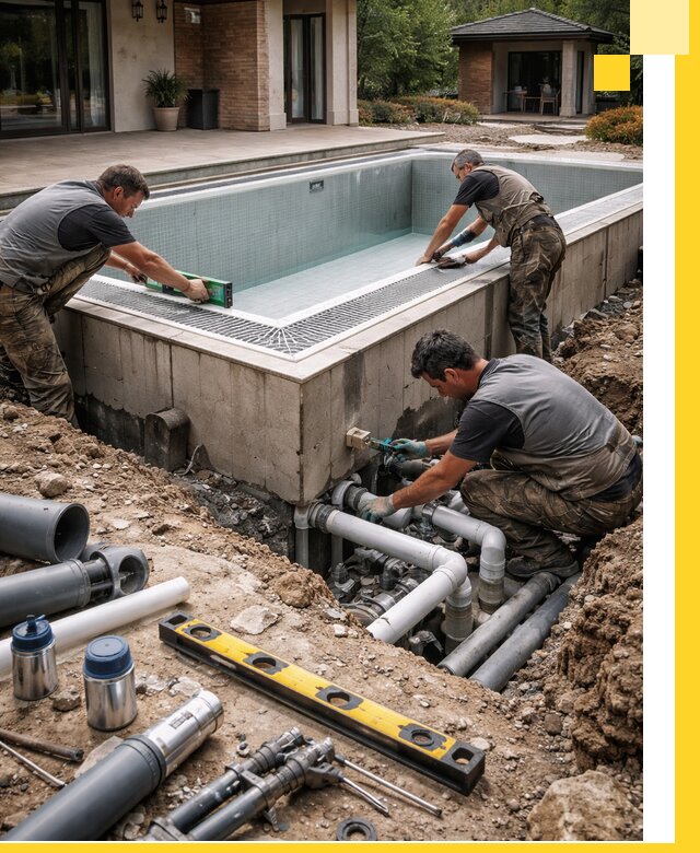 Строительство переливных бассейнов в Тобольске под ключ