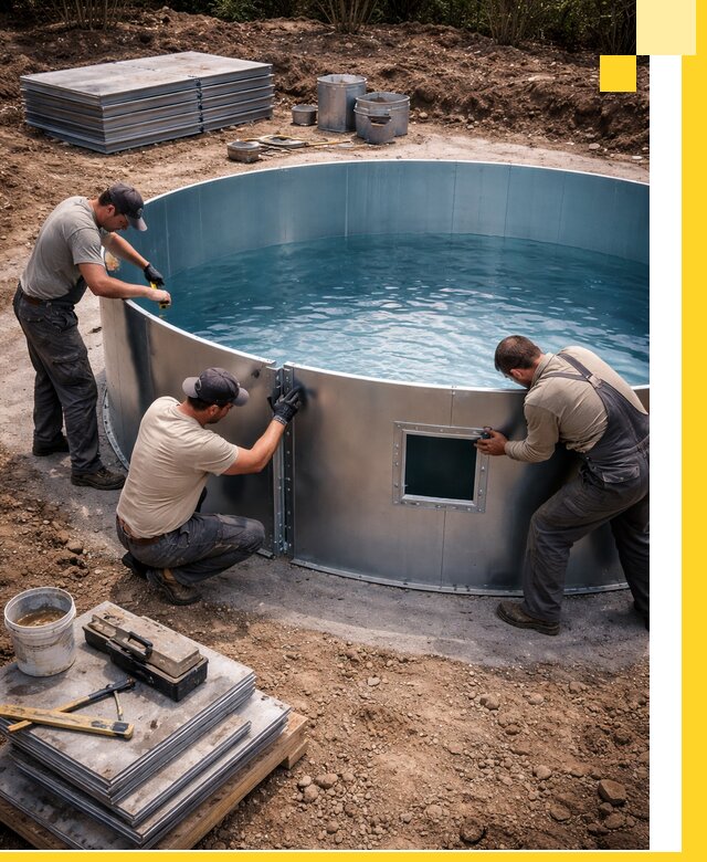 Круглые бассейны под ключ в Тобольске проектирование и монтаж