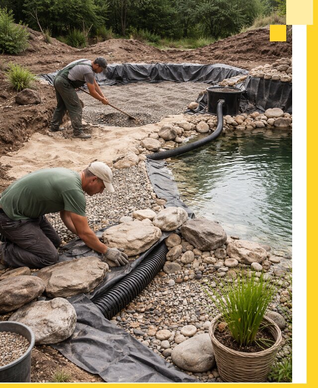 Строительство природных бассейнов и озер в Тобольске под ключ