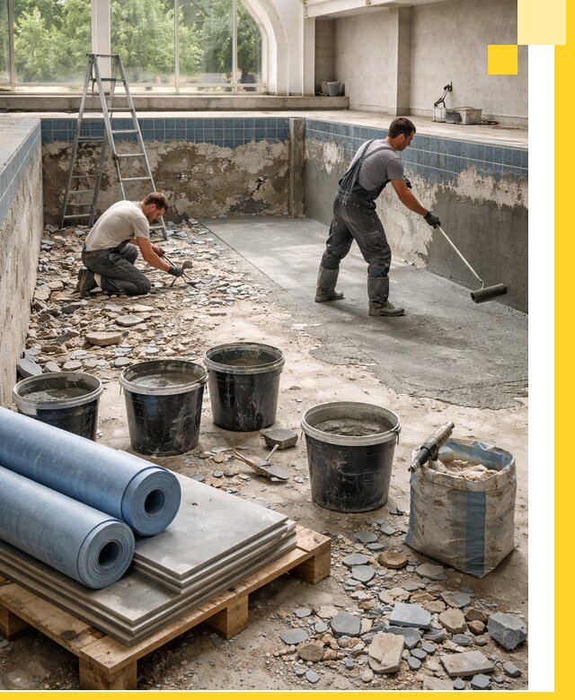 Реконструкция бассейнов в Тобольске: ремонт, гидроизоляция