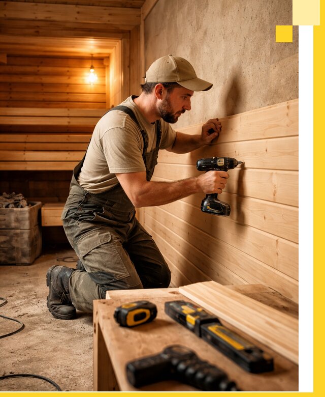 Профессиональная внутренняя отделка бани в Тобольске под ключ