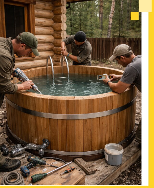 Строительство бань с купелью под ключ и отделкой в Тобольске