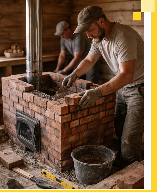 Кирпичные печи для бани под ключ в Тобольске, проект и монтаж