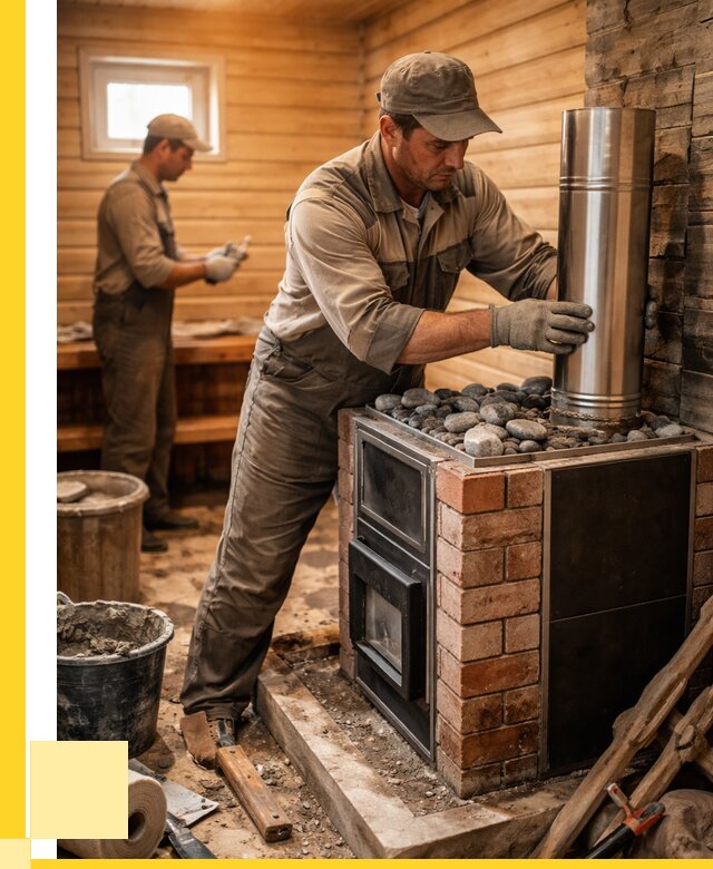 Монтаж печи в бане под ключ в Тобольске от 20334 р. | ЭриданТбл