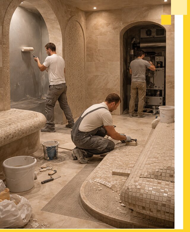 Строительство бани с хамамом и бассейном под ключ в Тобольске