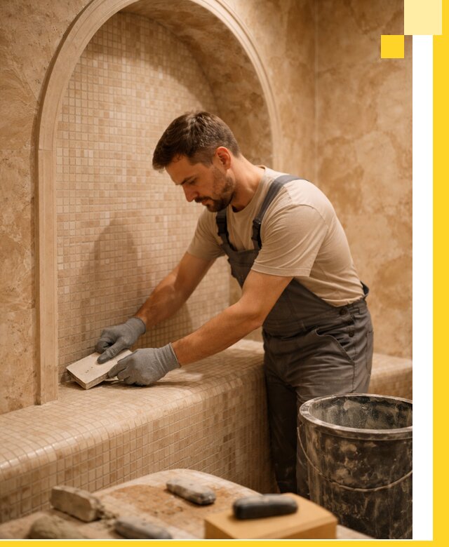 Профессиональная отделка хамамов с мозаикой под ключ в Тобольске