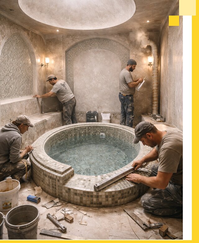 Профессиональное строительство хамама с бассейном в Тобольске под ключ